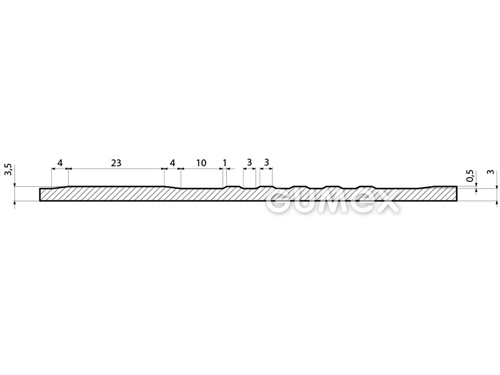 D70 A601 S, 3,5mm, Breite 1200mm, Spannung 20kV, 65°ShA, Hammermuster, NR-SBR, -20°C/+70°C, schwarz, 